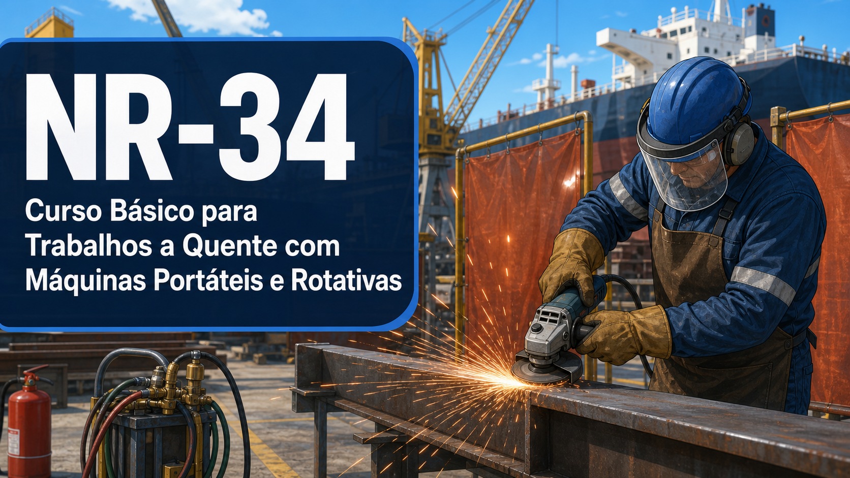 NR 34 – Curso Básico de Segurança para Trabalhos a Quente: Atividades com Máquinas Portáteis Rotativas
